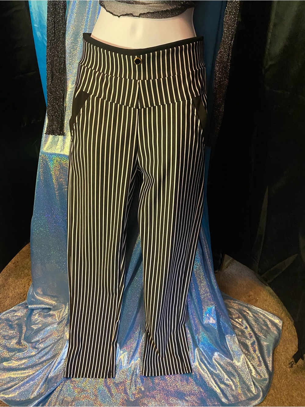 Women’s Jegging stretch elastic waist Black & White Pinstripe Dress Pants